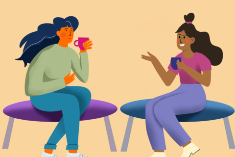 Illustration: Zwei Frauen reden miteinander.