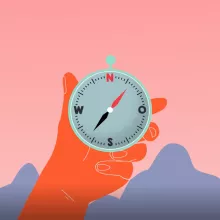 Kompass zeigt nach Nord-Ost